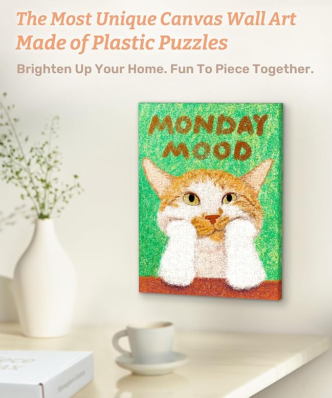 PieceRelax Puzzle Canvas Wall Art 366 Plastic Pieces for Adults - New New_Monday Mood - Unique Gift & Home Décor with Jigsaw Puzzle Artwork for Living Room Bedroom [HN1432]