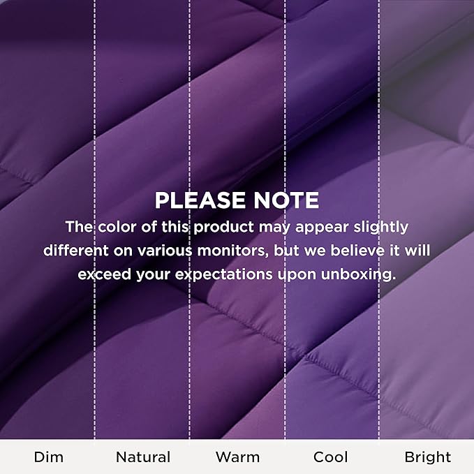 Bedsure Comforter Duvet Insert - Quilted Comforters Oversize Queen Size, All Season Duvet, GentleSoft Down Alternative Bedding Blanket, with 8 Tabs, Gifts for Women/Men, Purple, Oversize Queen 98x98