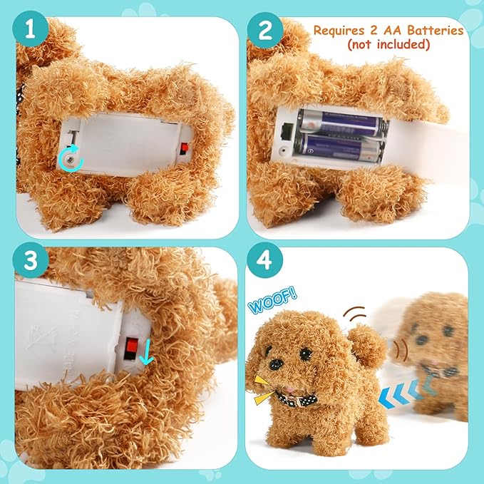 Walking Dog Toy for Kids with Leash, Realistic Toys for Girls Boys Toddler Toys, Barking Wagging Tail Interactive Dog Plush with Cute Cloak,Puppy Pet Care Gifts for Girls 3 4 5 Year Old Boys
