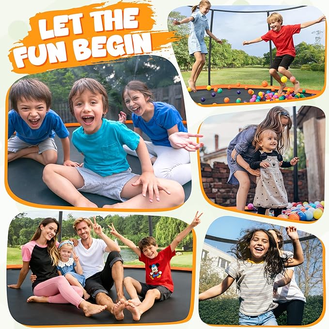 JELENS Trampoline 8FT 10FT 12FT 14FT 15FT 16FT, Recreational Trampolines with Enclosure Net, Outdoor Anti-Rust Trampolines for Kids and Adults, ASTM Approved