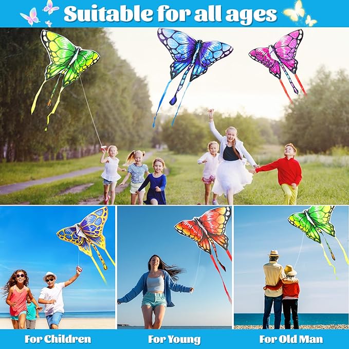 Easy to Fly Kites for Kids & Adults,Butterfly Delta Kites with String & Hand for Beach,Park,Outdoor Toys Birthday Gifts for Boys Girls Ages 4 5 6 7 8-12 Years Old