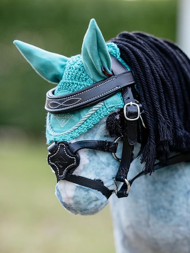 LeMieux Toy Pony Fly Hood - Handmade Crochet Recycled Yarn - Ages 3+ - Lagoon - One Size