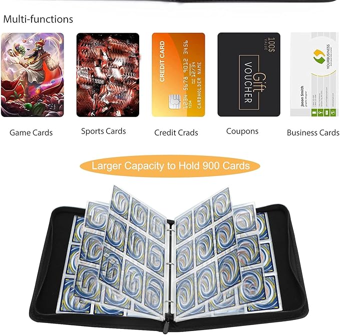Deluxe Trading Card Binder Premium 4-Pocket Album with 400 Loading Pockets, Ideal for Boys and Girls. Adjustable Strap for Convenient Carry - Hand or Shoulderr