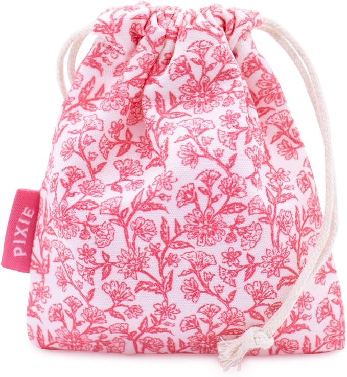 Pixie Menstrual Cup Storage Bag Case - 100% Organic Cotton Reusable Holder for Period Cups, Discs, and Kegel Balls - Store After Using Sterilizer or Wash - Container to Keep Menstrual Cup Cleaner