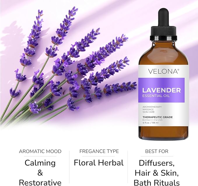 velona Lavender Essential Oil by Velona - 2 Fl Oz | Therapeutic Grade | for Aromatherapy Diffuser, Massage, Skincare, Haircare, Soapmaking