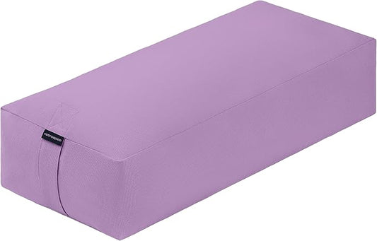 Retrospec Sequoia Meditation Cushion & Yoga Bolster Pillow With Cotton Cover - Supportive 24x12x6in Rectangle for Spine Relief, Joint Support & Posture - Machine Washable With Carry Handle
