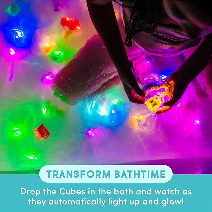 Glo Pals Water-Activated Light-Up Cubes for Sensory Play – 12 Pack - Valentine Day Gift