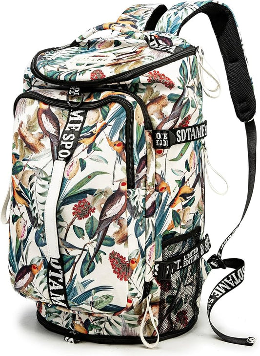 Gym Duffle Bag Backpack with Shoe Compartment,4 ways Travel Backpack for Women and Men,Multi-Functional Weekender bag with Waterproof Layer&Laptop Compartment for Fitness, Travel,Camping