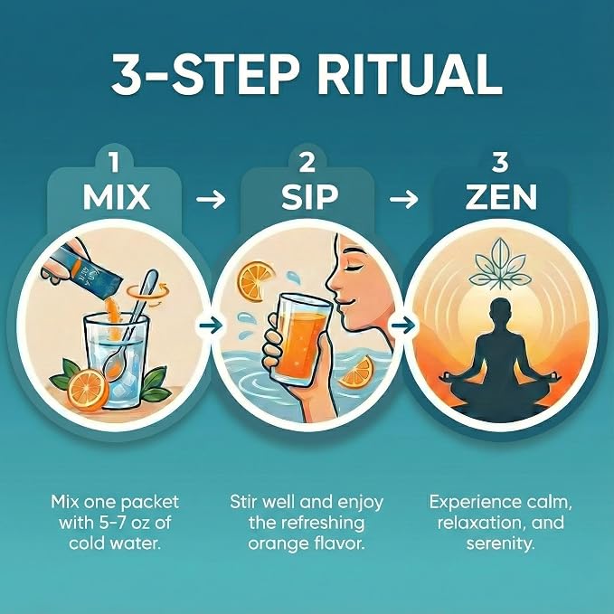 Kava Zen Calming Kava Drink Mix | 250mg Kava Extract (70% Kavalactones), L-Theanine, Sensoril Ashwagandha, Magnesium | Relaxation, Sleep Aid, Cortisol + Stress Support | No Sugar, Non-GMO | 30 Packs