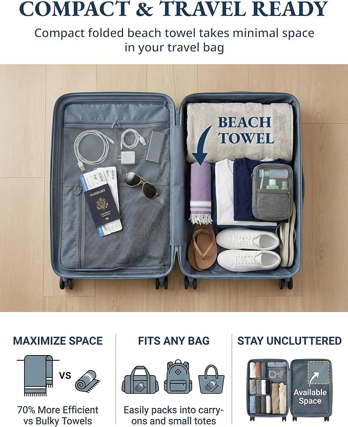 LANE LINEN Beach Towels 4 Pack Oversized - Turkish Towel Set, Pre-Washed Oversized Beach Towel, Quick Dry Beach Towels for Travel, Beach Towel Large, 39"x71" - Regal Orchid