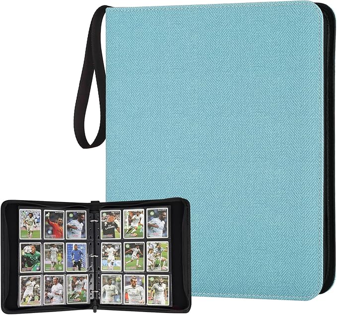 GERMUN 9 Pocket Card Binder, Premium Zip Trading Card Binder, 720 Double Sided Pocket PU Card Collection Binder, Collector Card Album, Card Folder for MTG, TCG, Sports Cards, Game Cards (Lake Blue)