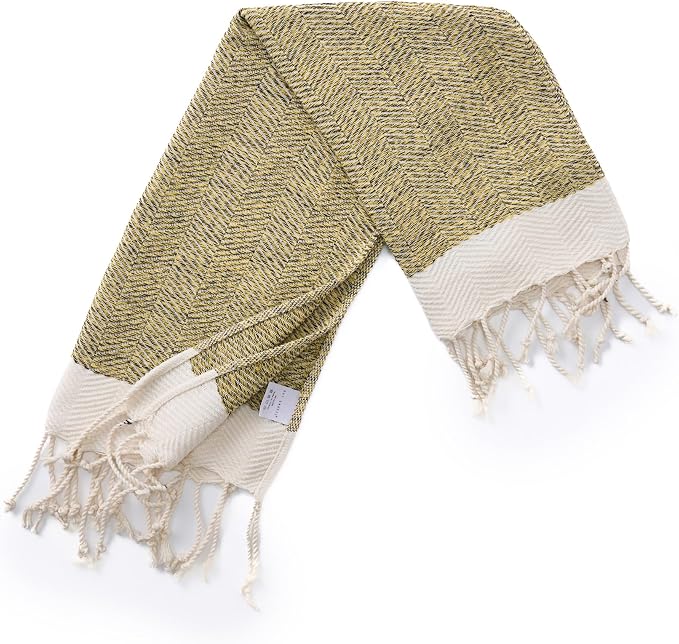 BAY LAUREL Turkish Hand Towel – Pack of 2 | Soft & Absorbent Decorative Towels for Bathroom, Hand, Face, Hair, Gym, Yoga, SPA, Kitchen & Tea | Boho Decor (Yellow, Herringbone 15x26 Inches (Set of 2)