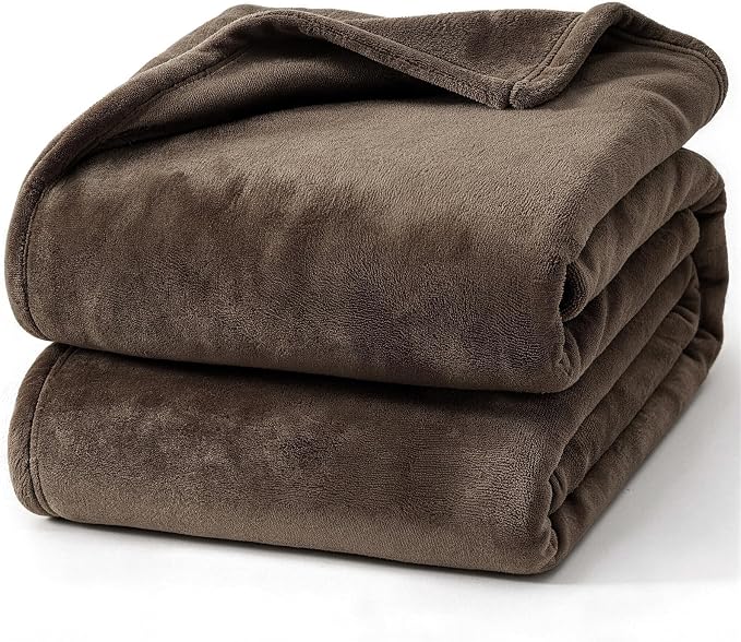 Hansleep Throw Brown Fleece Blanket, Soft Flannel Bed Blanket | Fuzzy Cozy Blanket 50x60 Inches, Multi-use for Bed, Sofa, Couch, Travel, Camping, All Season Warm Lightweight Cover