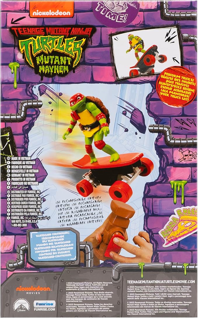 Teenage Mutant Ninja Turtles Toy, Raphael Half Pipe RC Skate Vehicle with Tricks, 2.4 GHz Remote Control TMNT Ninja Turtle Toy, Mutant Mayhem, Ages 5+