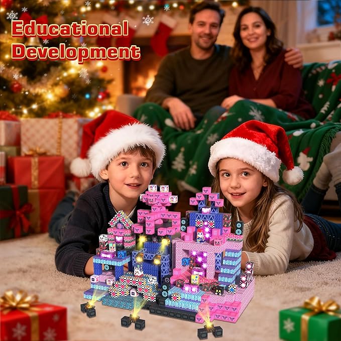 150PCS Magnetic Blocks with Light Up Blocks,Magnetic Cubes Magnetic Building Blocks Toys for Ages 3+ STEM Sensory Stacking Toys for Boys & Girls Birthday Gifts