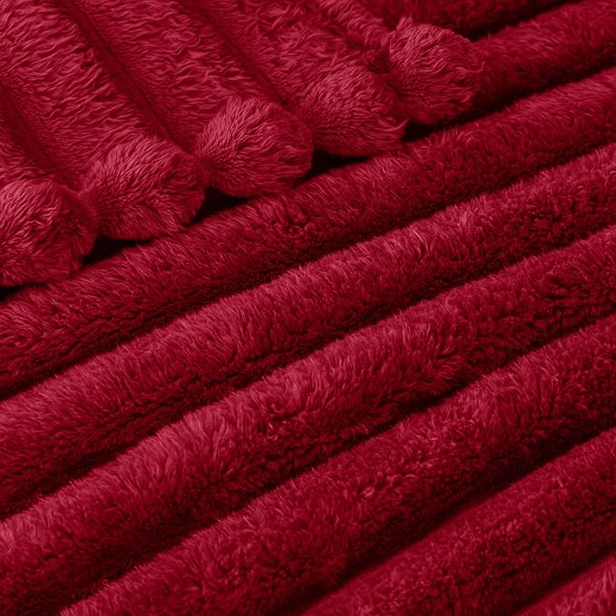 Exclusivo Mezcla Striped Fleece Throw Blanket for Couch, Sofa, Bed, 50"x60" | Soft Breathable Cozy Bed Blankets, Lightweight Plush Fluffy Fuzzy Jacquard Decorative Blankets