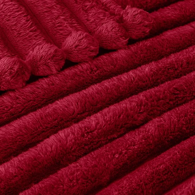 Exclusivo Mezcla Striped King Size Fleece Blanket for Bed, Couch, 90"x104" | Soft Breathable Cozy Bed Blankets, Lightweight Plush Fluffy Fuzzy Jacquard Decorative Blankets