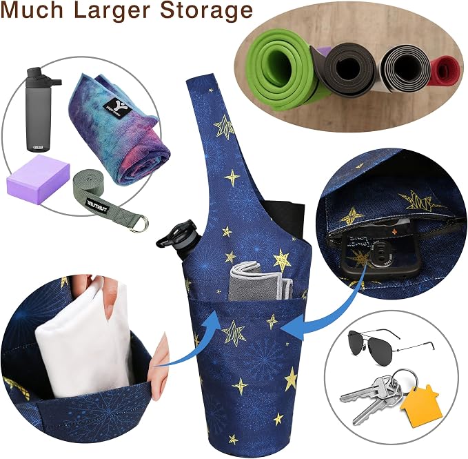 Yoga Mat Bag - Long Tote with Pockets - Holds More Yoga Accessories - Yoga Bag Fit Most Size Mats - Yoga Mat Carrier