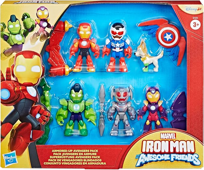 IRON MAN AND HIS AWESOME FRIENDS Marvel Armored-Up Avengers Pack, 3-Inch (7.6 CM) Action Figures, Toy Playsets for Boys & Girls, Ages 3+