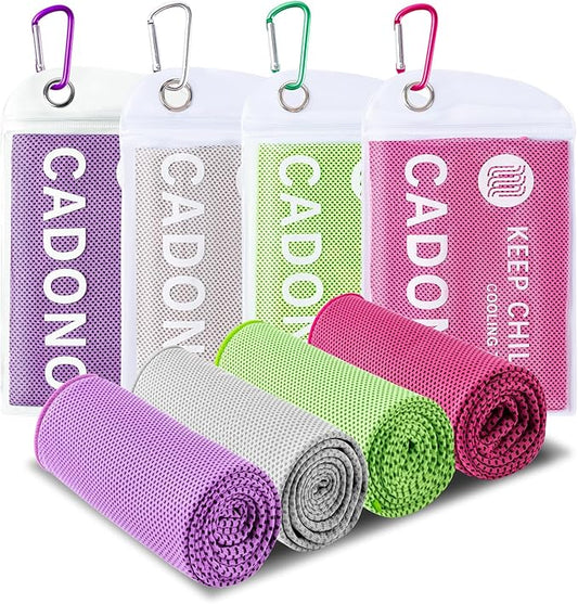 4 Pack Cooling Towel (40"x12"), Soft Breathable Chilly Towel, IceTowel, Microfiber Towels for Yoga, Sport, Running, Workout,Gym, Camping, Fitness, Workout & More Activities(Multicolor)