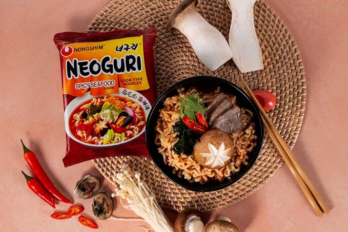 Nongshim Neoguri Spicy Seafood with Udon-Style Noodle,4.2 Ounce,(Pack of 20)