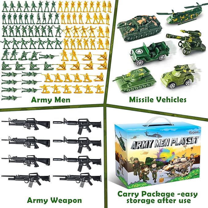 Plastic Army Men Action Figures Toy Soldiers Military Play for Kids Boys Birthday Gifts Idea