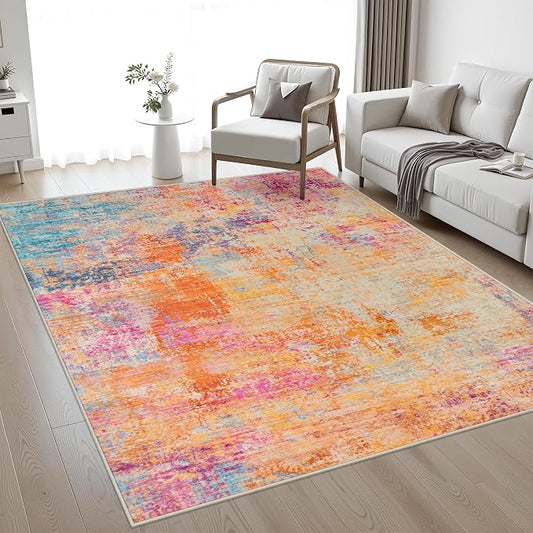 5x7 Area Rug Living Room Rug: Washable Modern Abstract Soft Thin Rug Indoor Floor No Slip Carpet for Bedroom Dining Room Farmhouse Nursery Home Office - Galaxy Haze
