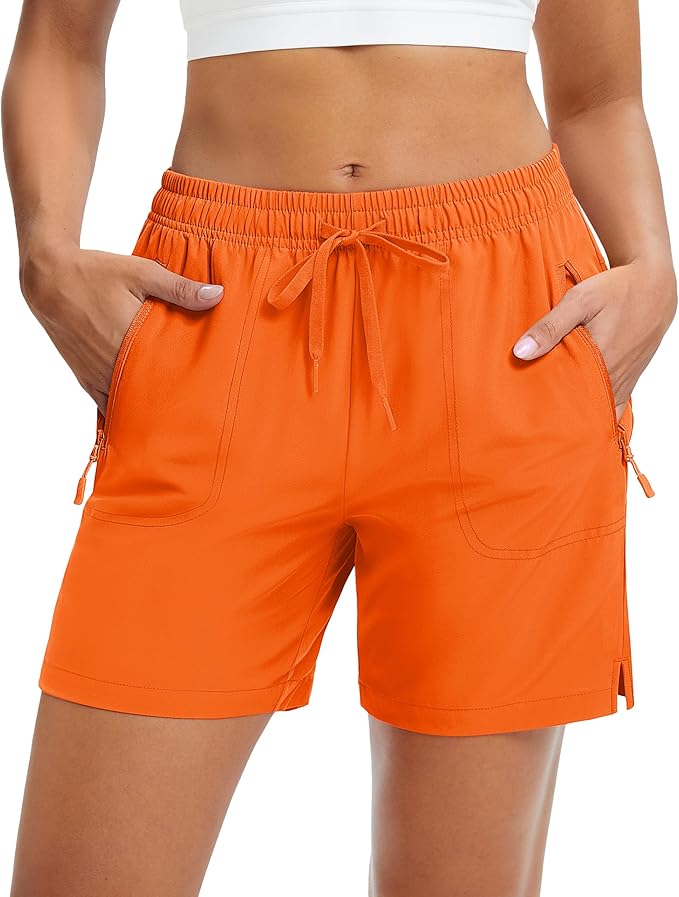 MAGCOMSEN Women's 5" Hiking Shorts UPF 50+ Quick Dry Lightweight Athletic Running Golf Summer Casual Shorts with Pockets