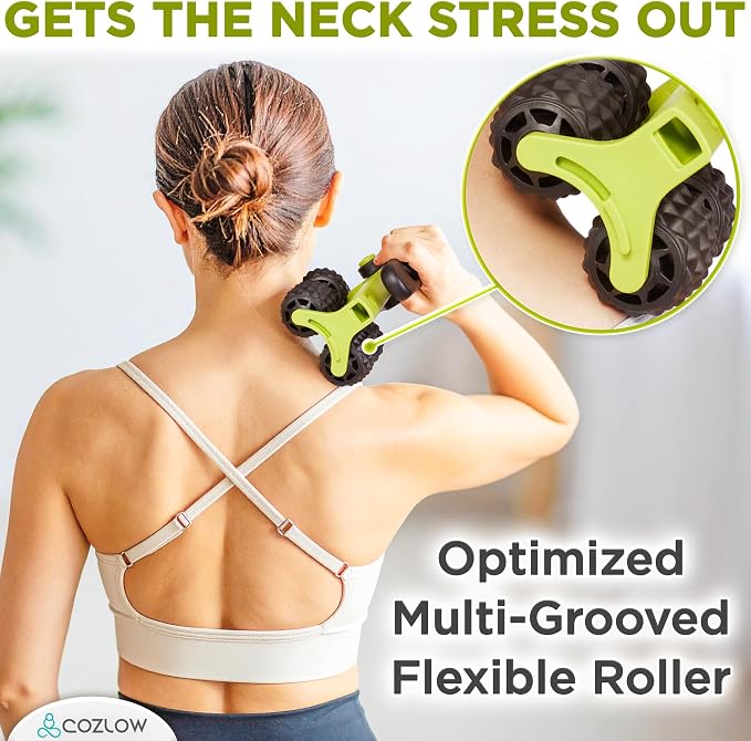 COZLOW 3 in 1 Lymphatic Drainage Massage Tool - Back Massager - Cellulite Roller - Arm + Leg Muscle Trigger Point Myofascial Release