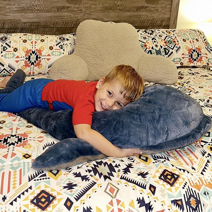 Tezituor 43.3 inch Giant Whale Stuffed Animal, Large Realistic Stuffed Whale Plush Ocean Toys, Hugging 4ft Soft Whale Plush Body Pillow for Girls Boys
