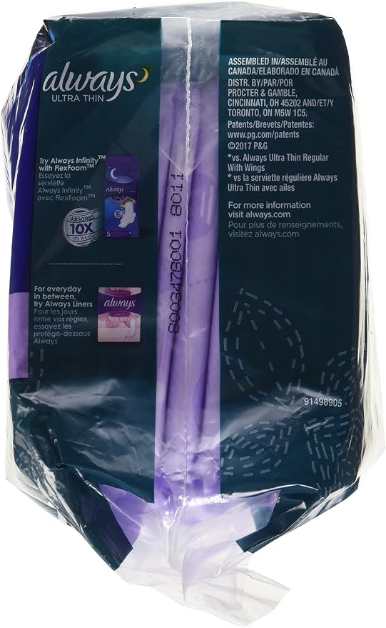 Always Pads Size 5 Ultra Thin 12 Count Xtra-Heavy Overnight