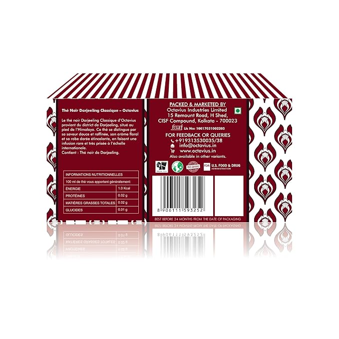 Octavius Classic Darjeeling Black Tea Bags | 30 Teabags Pack | Strong Indian CTC Tea for Milk | Premium English Breakfast Black Tea | Rich, Malty Flavor for Morning Energy & Refreshing Chai