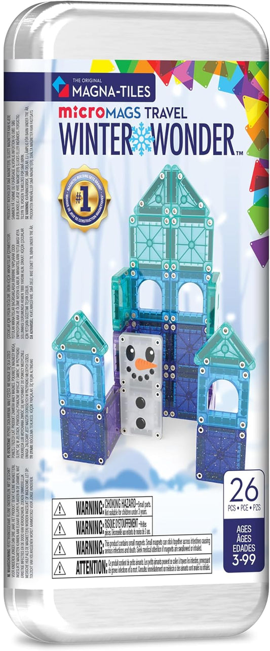 Magna-Tiles microMAGS Winter Wonder Travel Set 26-Piece Magnetic Construction Set, The Original Magnetic Building Brand