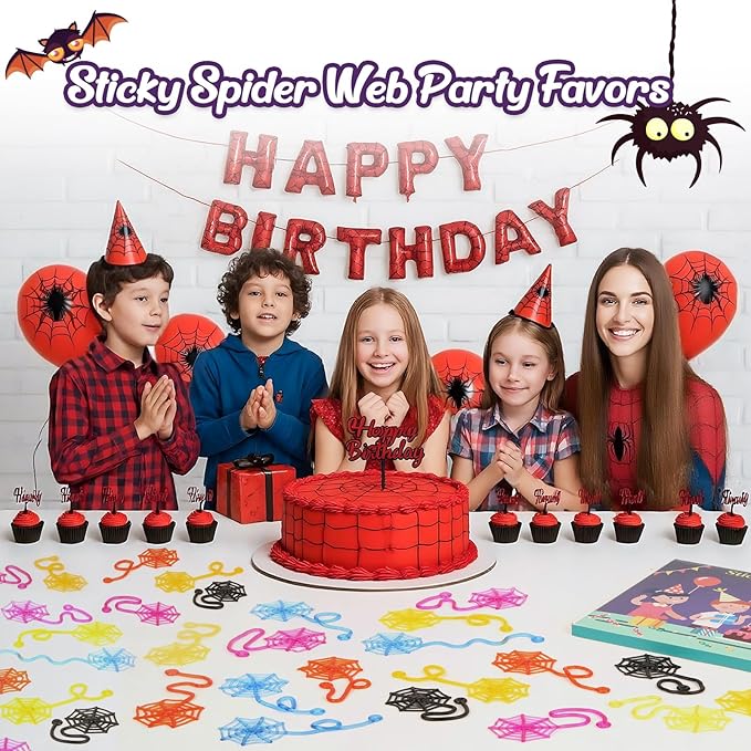 30 Pcs Sticky Spider Web Sticky Hands for Kids Bulk Halloween Party Favors Decorationsr,Spider Webs for Classroom Prizes,Kids' Halloween Goodie Bags Stuffers Pinata Stuffers Small Toys for Boys Girl