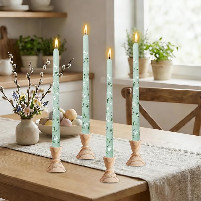 10 inch Blue Taper Candles Set of 4 - Dandelion Taper Candles Smokeless Candle - Slow Burning Candle Sticks for Home Wedding Dinner Holiday Party
