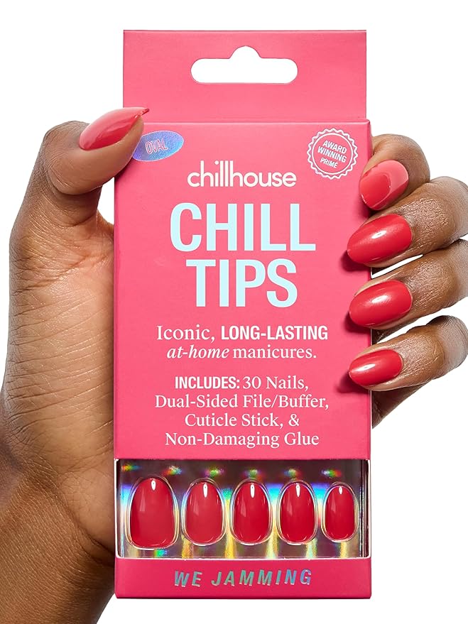 Chillhouse - Chill Tips, Press on Nails Kit - We Jamming (Oval - Short) - 30 Nail Shapes & Sizes - Up to 2 Weeks of Wear - Customizable - Reusable - Latina Founded & Women Owned - Beauty & Self Care