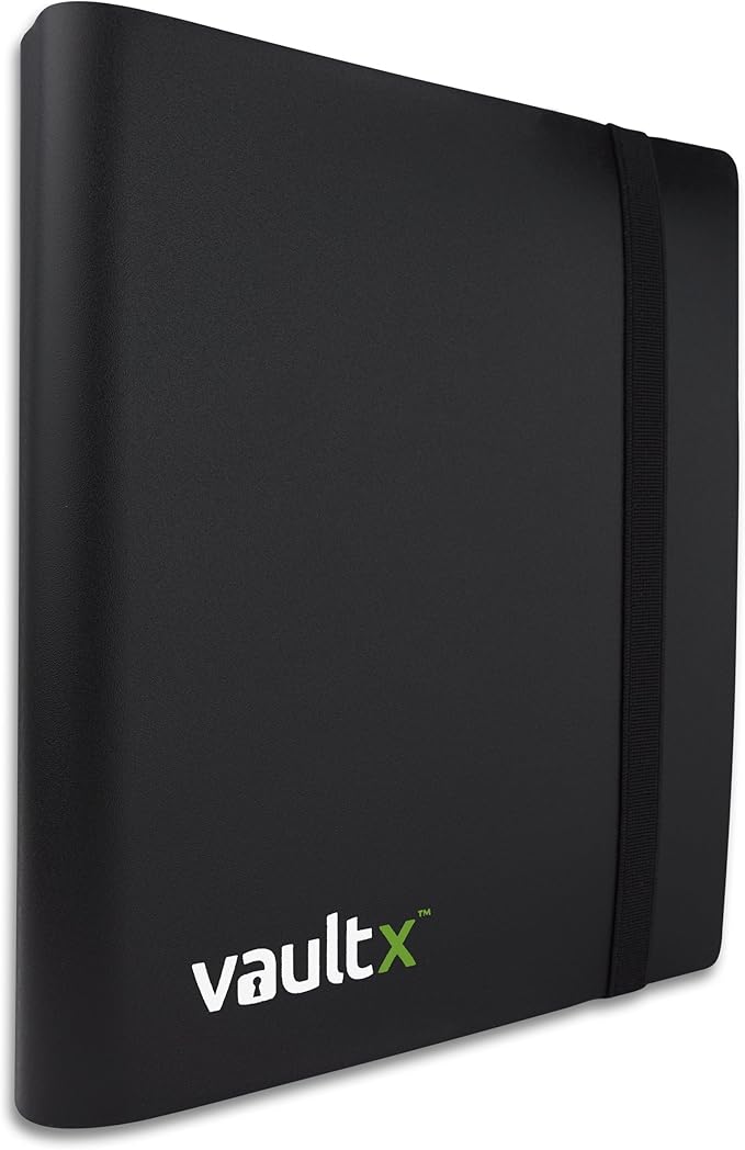 Vault X 4 Pocket Standard Strap Binder, Holds 160 Trading Cards in 20 Side-Loading Pages (Black)