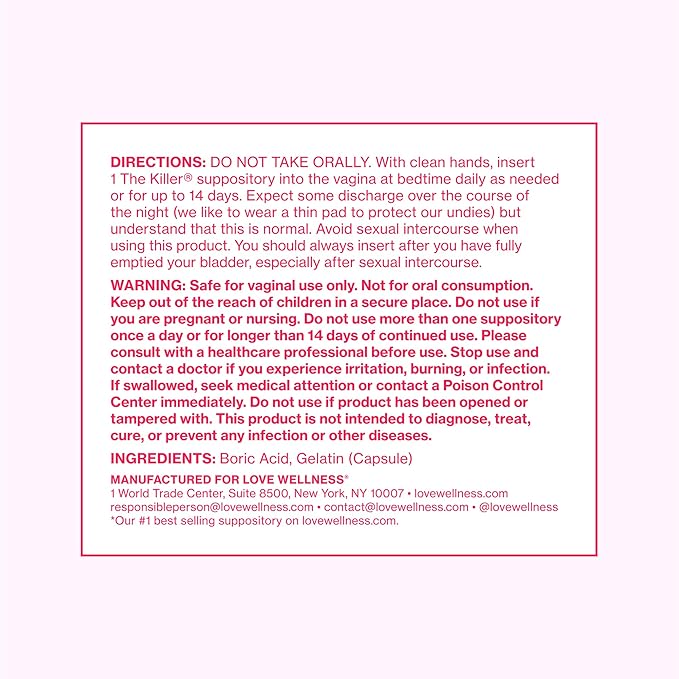 Love Wellness The Killer & Flora Power | Vaginal Suppository Duo with Boric Acid, Probiotics & Vitamin C | Supports pH Balance, Odor Control & Feminine Health | Fragrance-Free, Non-GMO & Paraben Free