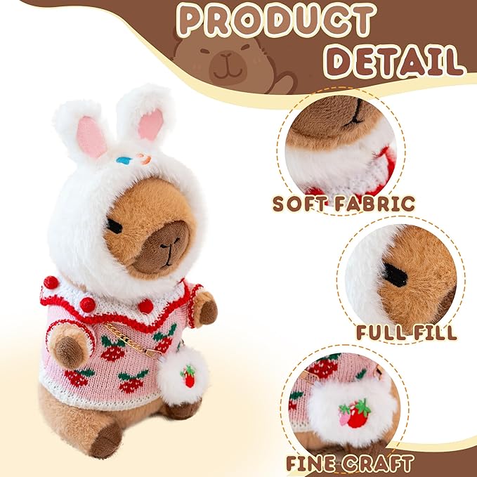 Capybara Plush with 10 Pcs Clothes & Accessories,Christmas Stuffed Animals, 10.2 in Cute Capybara Plush Toys,Birthday Gifts&Dress Up Cute Plushies for Boys/Girls (Chicken-C)