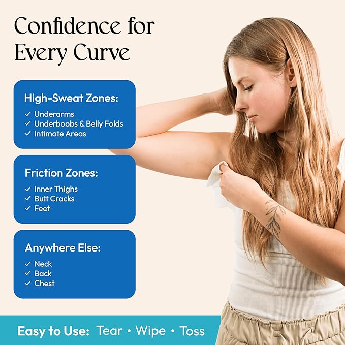 FOMIN Acidified Travel Deodorant Mini Wipes For Women & Men- Fragrance Free - 144 Count - pH Balanced, Biodegradeable Mini Deodorant Travel Size Wipes - Plastic-Free, Underarm Body Wipes