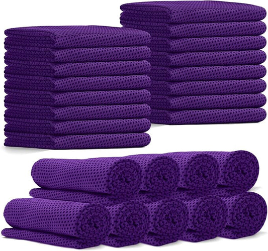 24 Pack Cooling Towels Bulk for Neck and Face 40"x12" Ice Cooling Sweat Rags Microfiber Soft Breathable Soft Chilly Towel for Yoga Golf Sport Running