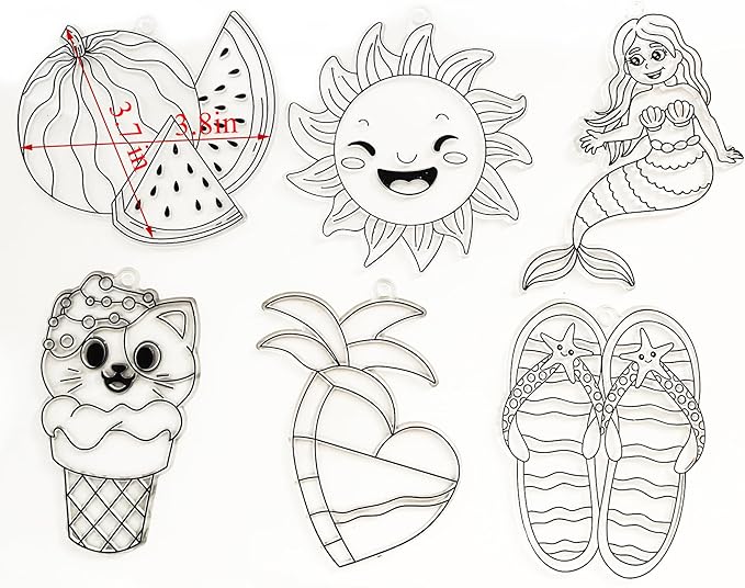 Ayhuhra 30 Sets Summer Suncatcher Craft Kits Glow in The Dark DIY Window Paint Art Sun Catcher Kits for Home Classroom Party Activities Art Project Party Favors