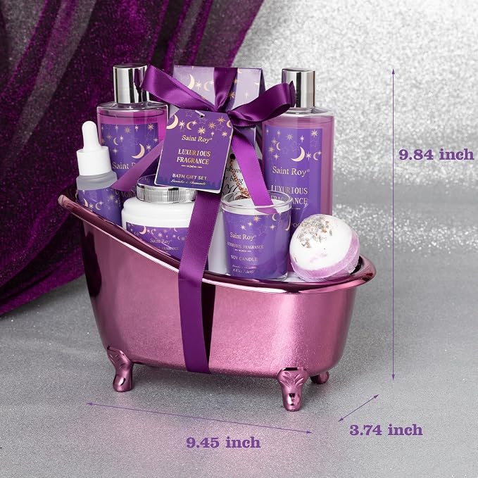 Spa Gift Basket Bath Spa Kit Spa Gifts for Women, Bath and Body Baskets Set | 10pc Self Care Kit Lavender Scent Birthday Gifts Skin Care Set, Christmas Gifts, Beauty kits Bridal Shower Self-care Home Spa