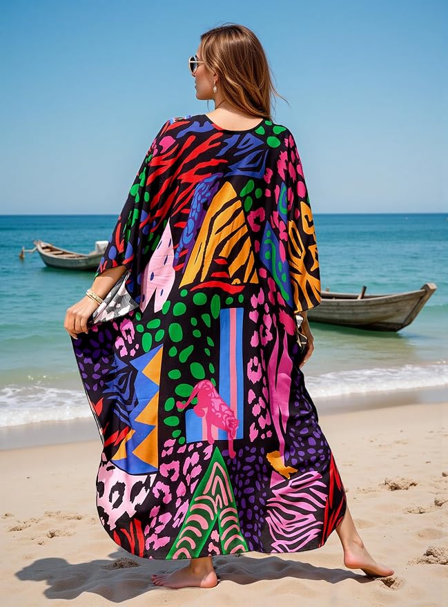 Mumu Dresses for Women Plus Size, Bohemian Kaftan Beach Cover Up Long Maxi Nightgown Soft Loungewear