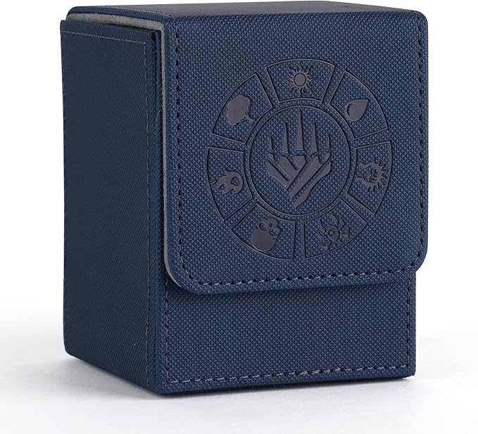 Arkeiliy Card Deck Box, 110+ Storage MTG Deck Box with 50 Pcs Card Sleeve, Collectible Trading Card Cases for Magic Commander and More (Blue)
