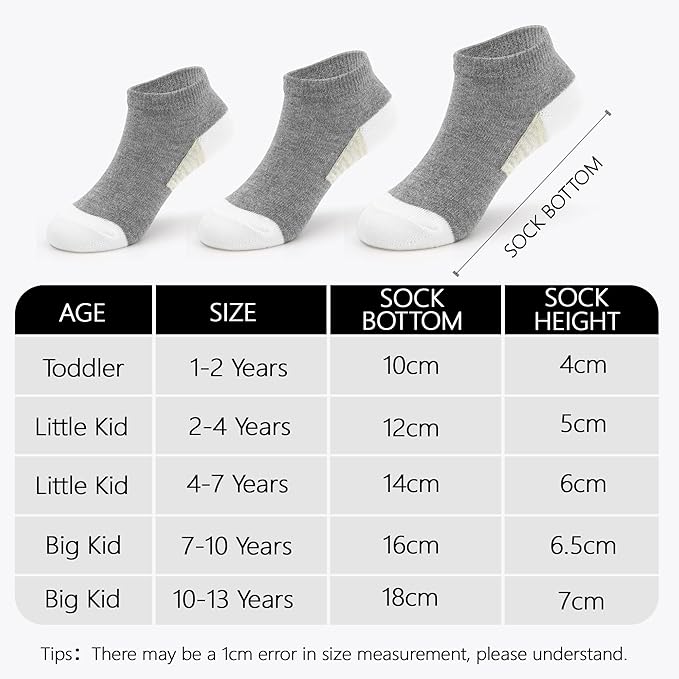 ZERULETS Kids Socks, 20 Pairs Ankle Low Cut Short Athletic Socks for Boys Girls Toddler 1-13 Years