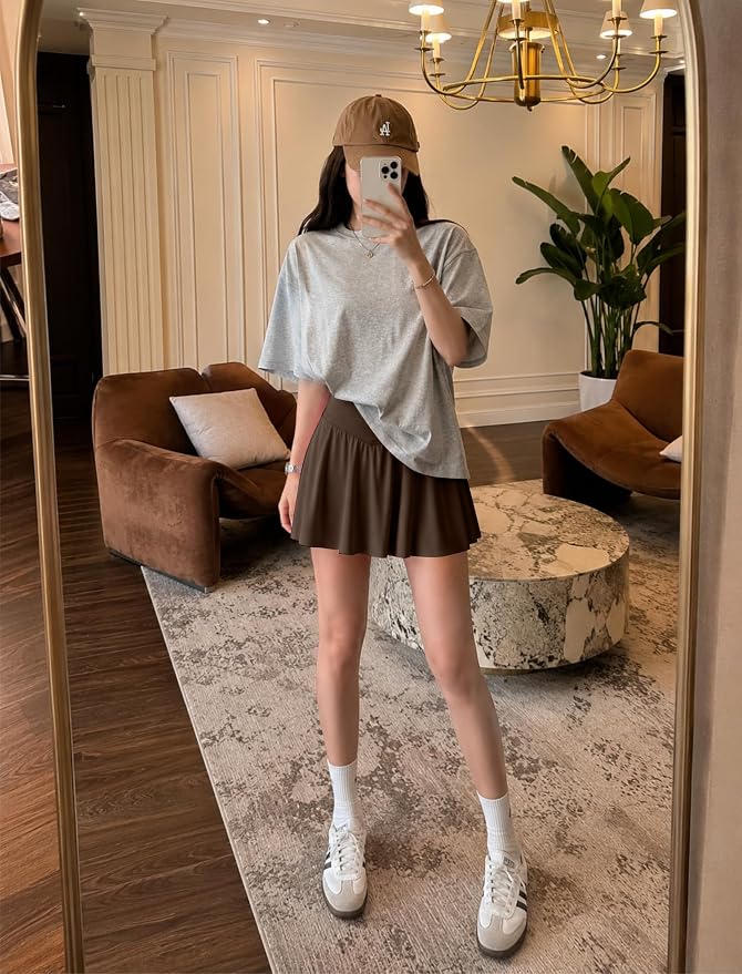 Womens Tennis Skirt Crossover High Waisted Skort with Pockets Shorts | Athletic Skirts for Golf Running Workout Pickleball, Aesthetic Activewear, Sporty Athleisure Style