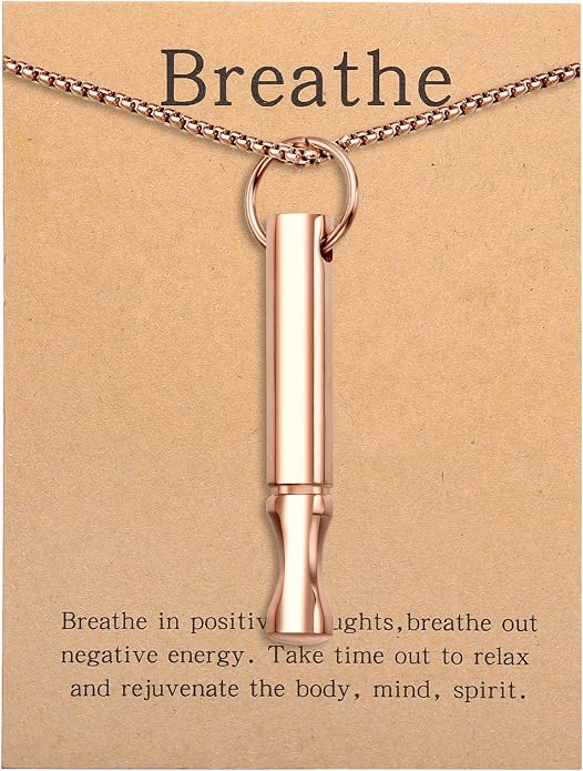Mindfulness Breathing Necklace Stress Relief Pendant Stainless Steel Anxiety Breathe Necklace for Women Men
