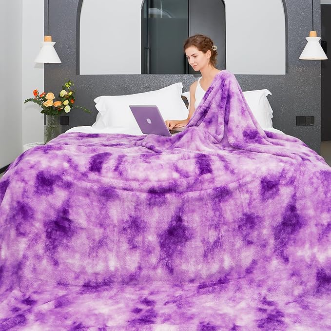 MUGD Big Blanket Fuzzy Soft Cozy Purple Throw Blanket Throw Blanket for Bed King Size