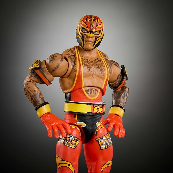 Mattel WWE Ultimate Edition Action Figure & Accessories, 6-inch Rey Mysterio Collectible Set with Swappable Heads & Hands, 30 Articulation Points